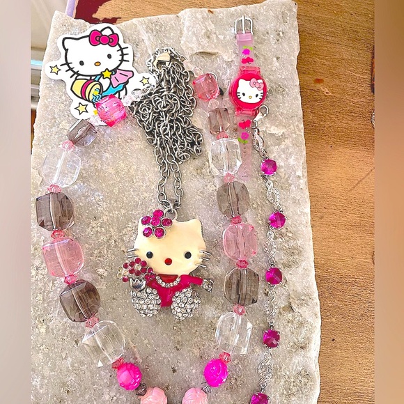 Hello Kitty Bundle Lot Vintage Jewelry Necklaces, Mini Watch, Sterling Bracelet - Picture 7 of 8